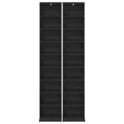 CD Kast 2 st Zwart eiken 33 x 23,5 x 175 cm Bewerkt hout