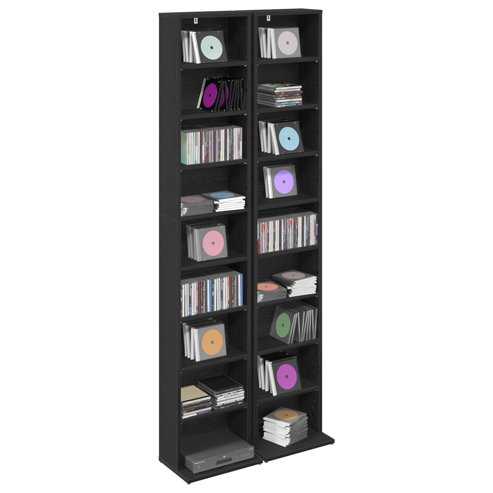 CD Kast 2 st Zwart eiken 33 x 23,5 x 175 cm Bewerkt hout