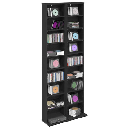 CD Kast 2 st Zwart eiken 33 x 23,5 x 175 cm Bewerkt hout