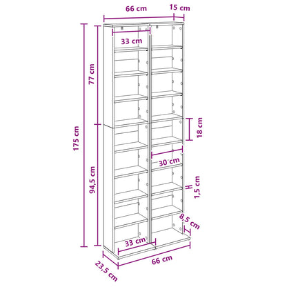 CD Kast 2 st Zwart eiken 33 x 23,5 x 175 cm Bewerkt hout