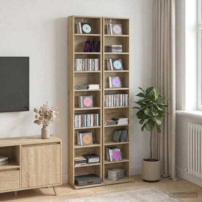 CD Kast 2 st Sonoma Eiken 33 x 23,5 x 175 cm Bewerkt hout