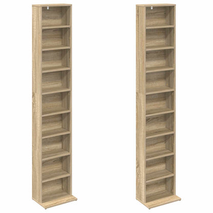 CD Kast 2 st Sonoma Eiken 33 x 23,5 x 175 cm Bewerkt hout