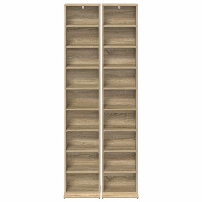 CD Kast 2 st Sonoma Eiken 33 x 23,5 x 175 cm Bewerkt hout