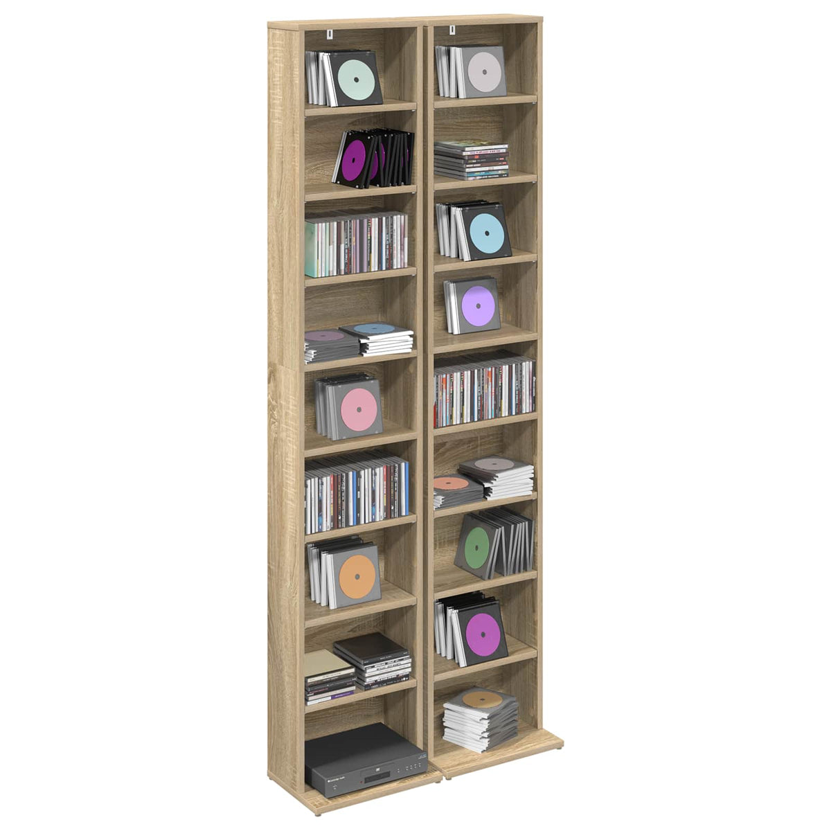 CD Kast 2 st Sonoma Eiken 33 x 23,5 x 175 cm Bewerkt hout
