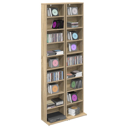 CD Kast 2 st Sonoma Eiken 33 x 23,5 x 175 cm Bewerkt hout