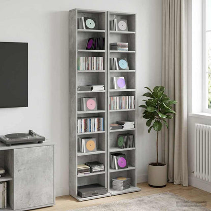 CD Kast 2 st Betongrijs 33 x 23,5 x 175 cm Bewerkt hout