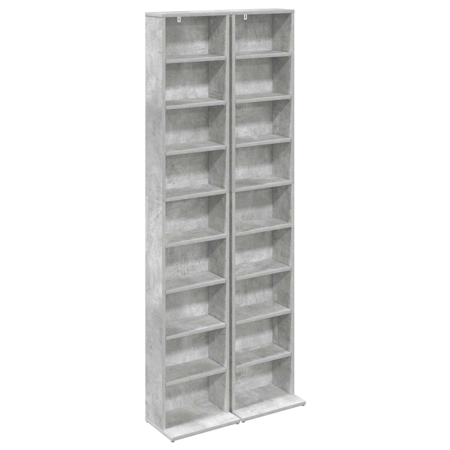 CD Kast 2 st Betongrijs 33 x 23,5 x 175 cm Bewerkt hout