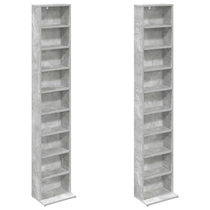 CD Kast 2 st Betongrijs 33 x 23,5 x 175 cm Bewerkt hout