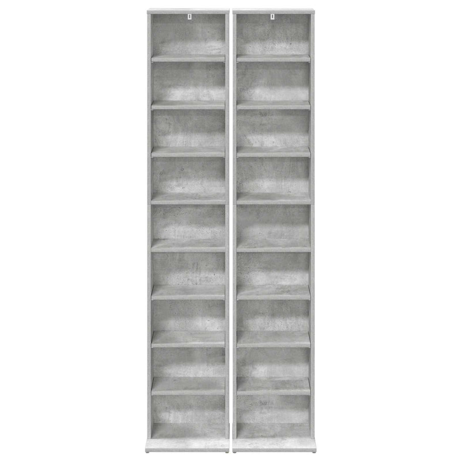 CD Kast 2 st Betongrijs 33 x 23,5 x 175 cm Bewerkt hout