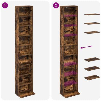 CD Kast Gerookt eiken 33 x 23,5 x 175 cm Bewerkt hout