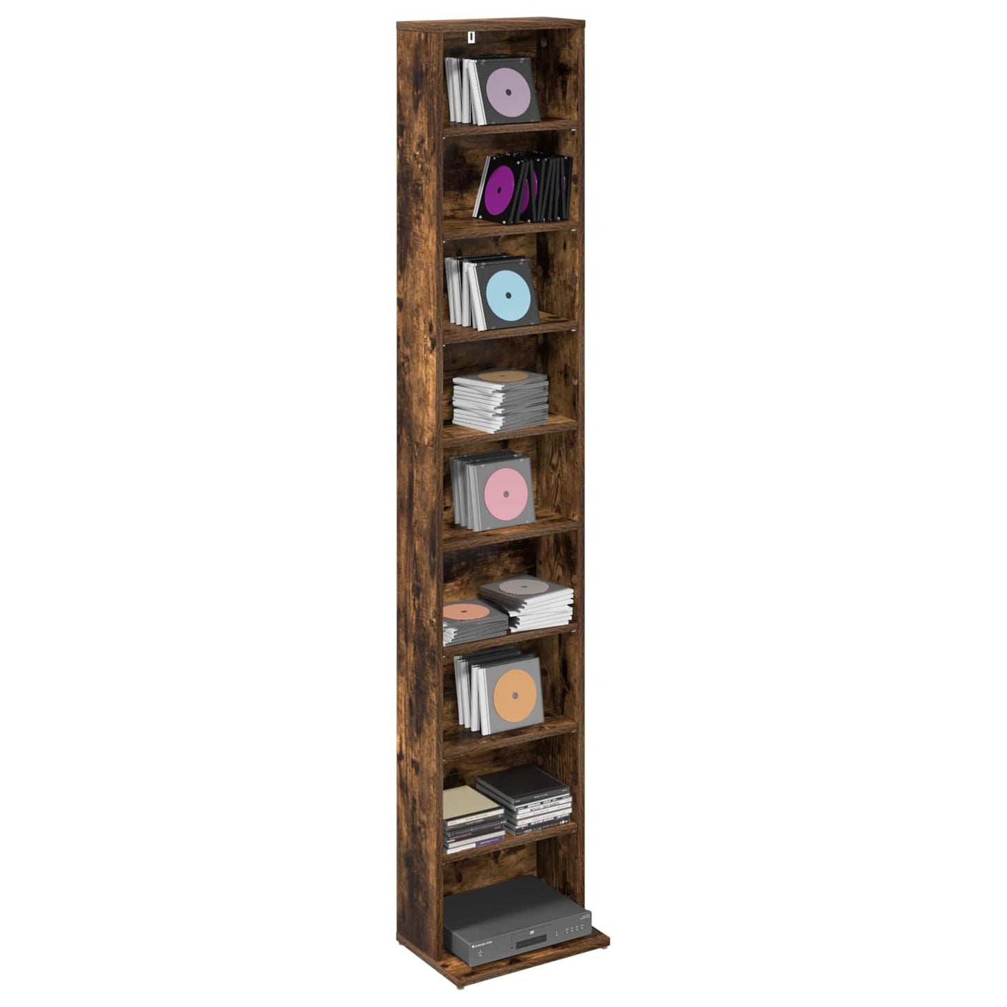 CD Kast Gerookt eiken 33 x 23,5 x 175 cm Bewerkt hout