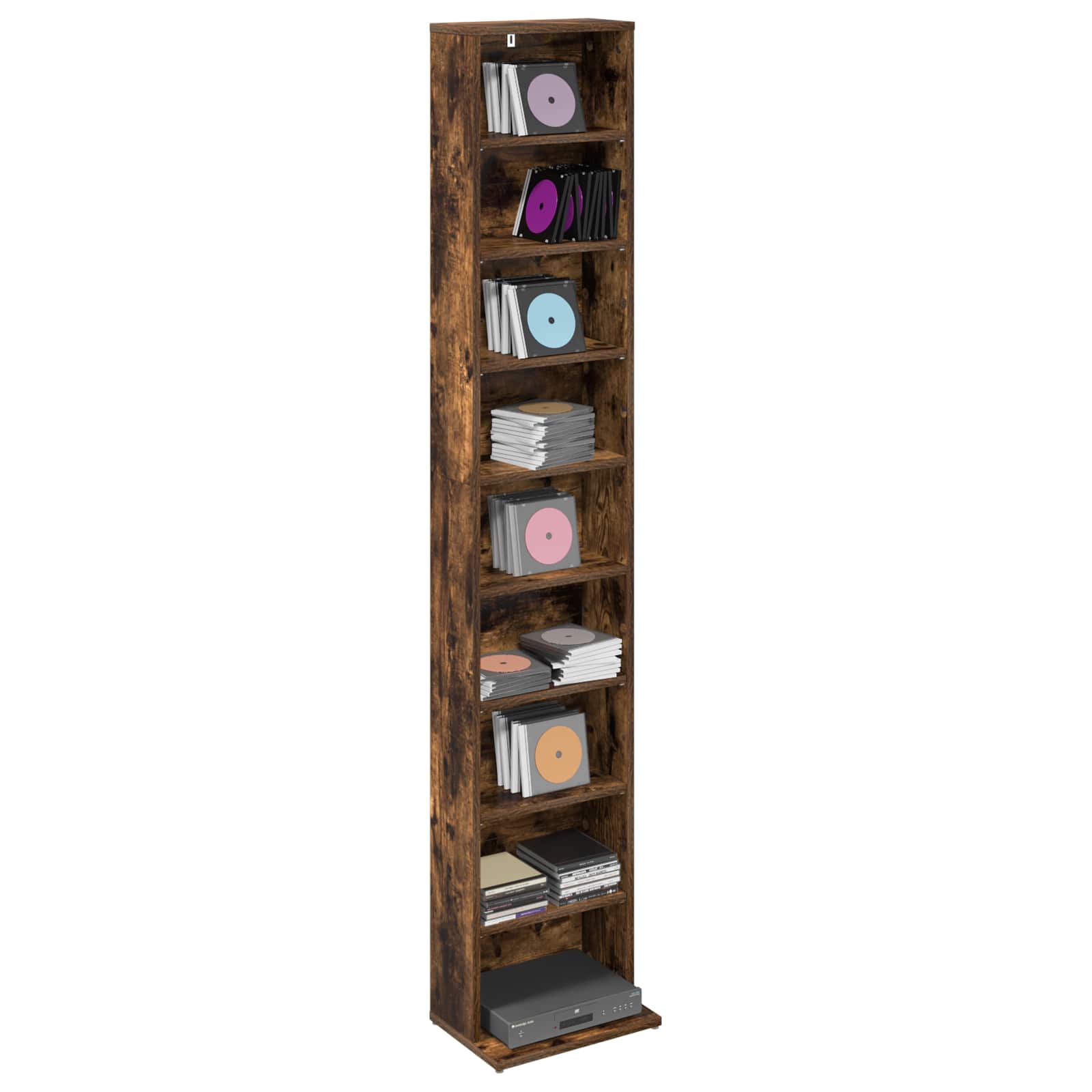 CD Kast Gerookt eiken 33 x 23,5 x 175 cm Bewerkt hout