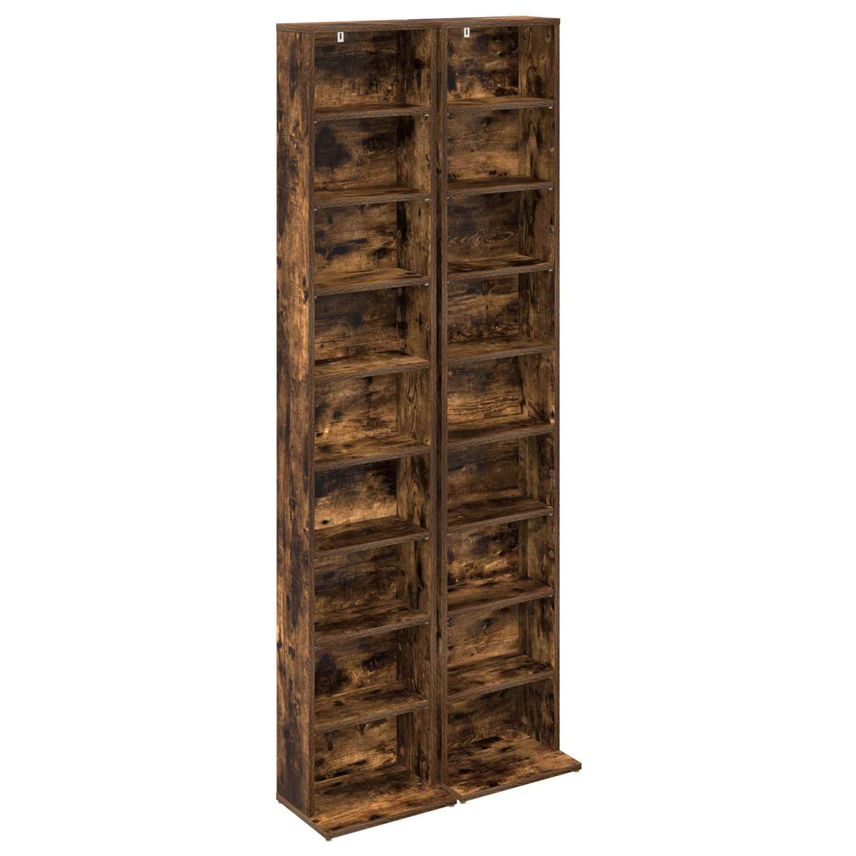 CD Kast 2 st Gerookt eiken 33 x 23,5 x 175 cm Bewerkt hout