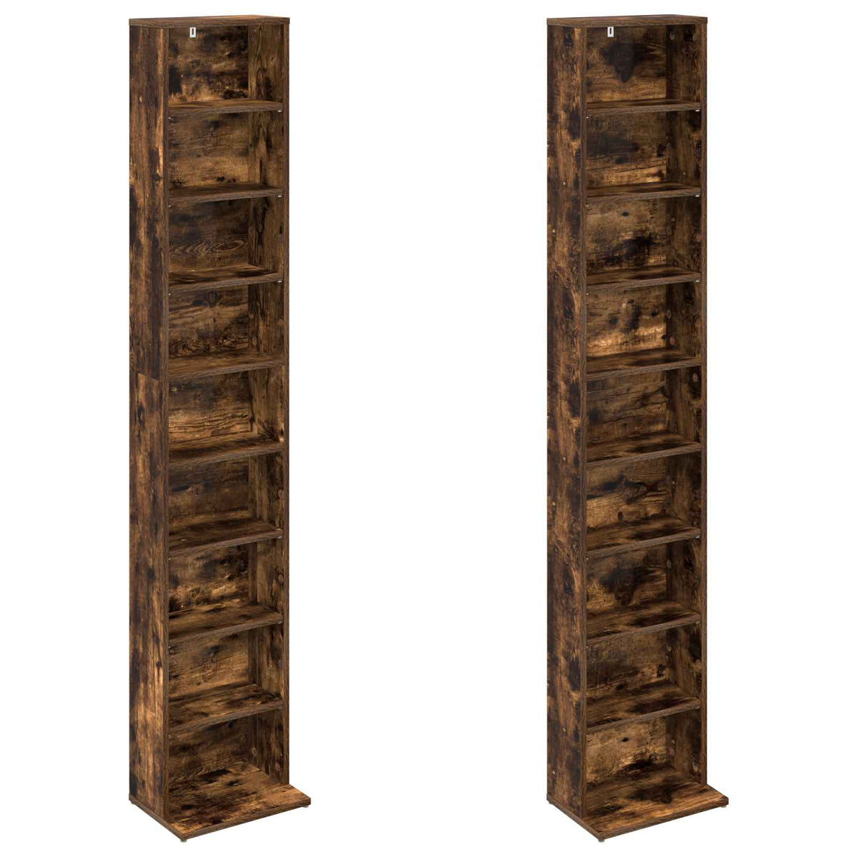 CD Kast 2 st Gerookt eiken 33 x 23,5 x 175 cm Bewerkt hout