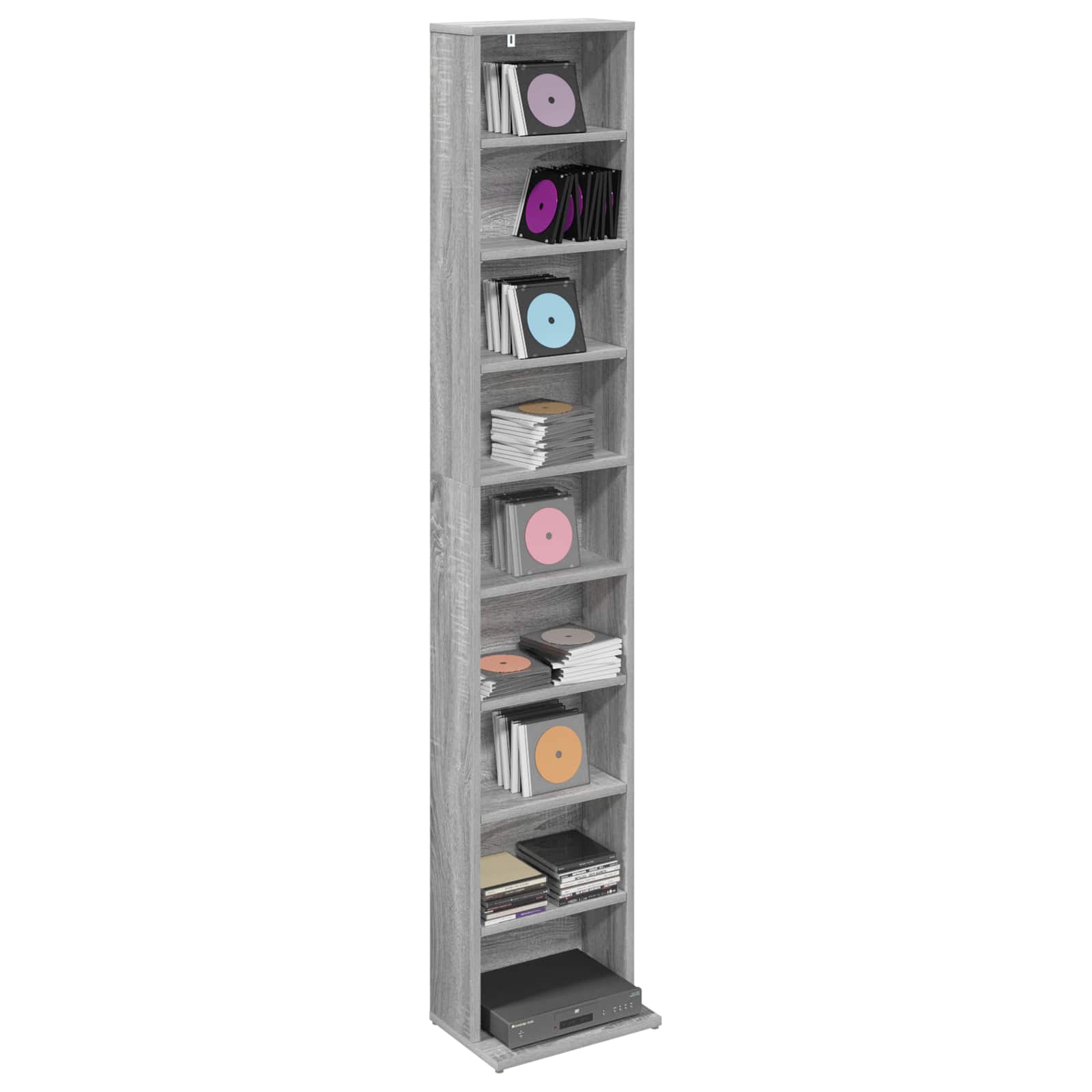 CD Kast Grijs Sonoma 33 x 23,5 x 175 cm Bewerkt hout