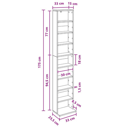 CD Kast Grijs Sonoma 33 x 23,5 x 175 cm Bewerkt hout