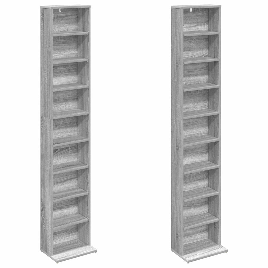 CD Kast 2 st Grijs Sonoma 33 x 23,5 x 175 cm Bewerkt hout