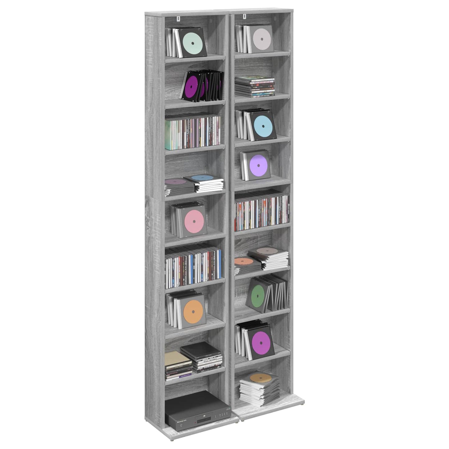 CD Kast 2 st Grijs Sonoma 33 x 23,5 x 175 cm Bewerkt hout