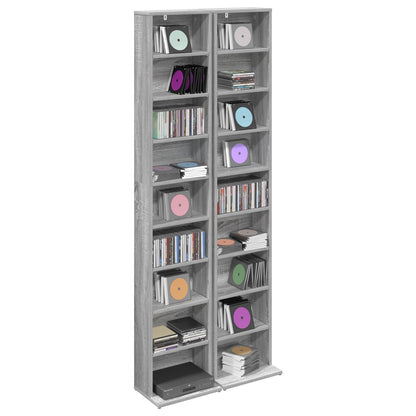 CD Kast 2 st Grijs Sonoma 33 x 23,5 x 175 cm Bewerkt hout