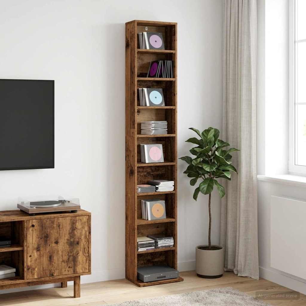 CD Kast Oud hout 33 x 23,5 x 175 cm Bewerkt hout