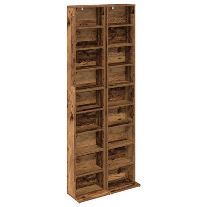 CD Kast 2 st Oud hout 33 x 23,5 x 175 cm Bewerkt hout