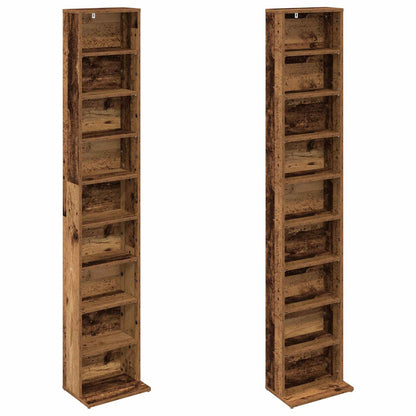 CD Kast 2 st Oud hout 33 x 23,5 x 175 cm Bewerkt hout