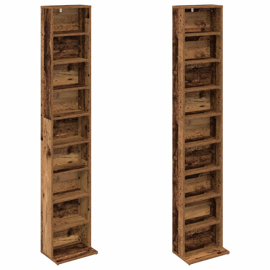 CD Kast 2 st Oud hout 33 x 23,5 x 175 cm Bewerkt hout