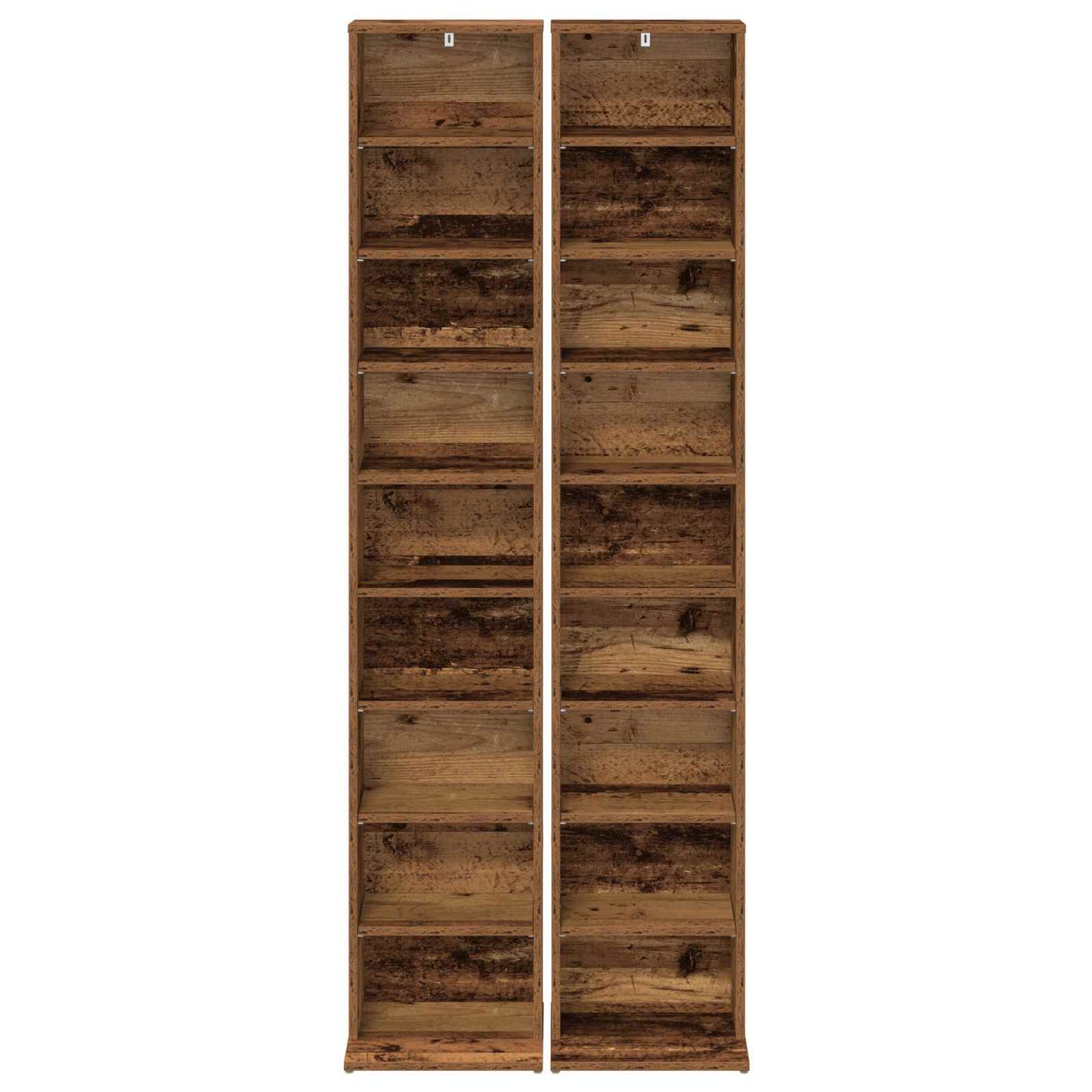 CD Kast 2 st Oud hout 33 x 23,5 x 175 cm Bewerkt hout