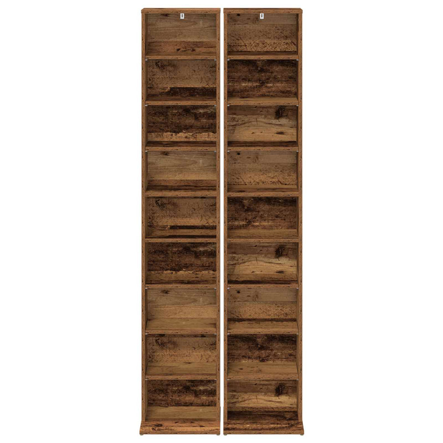 CD Kast 2 st Oud hout 33 x 23,5 x 175 cm Bewerkt hout