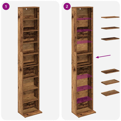 CD Kast 2 st Oud hout 33 x 23,5 x 175 cm Bewerkt hout