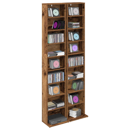 CD Kast 2 st Oud hout 33 x 23,5 x 175 cm Bewerkt hout