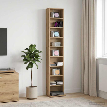 CD Kast Artisanaal eiken 33 x 23,5 x 175 cm Bewerkt hout