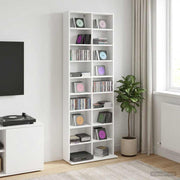 Cd-kast 65x23.5x175 cm wit bewerkt hout