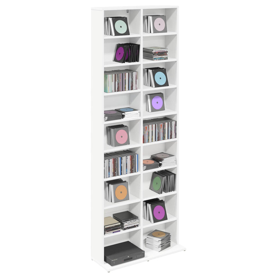 CD Kast Wit 65 x 23,5 x 175 cm Bewerkt hout