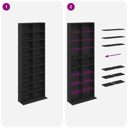 CD Kast Zwart eiken 65 x 23,5 x 175 cm Bewerkt hout