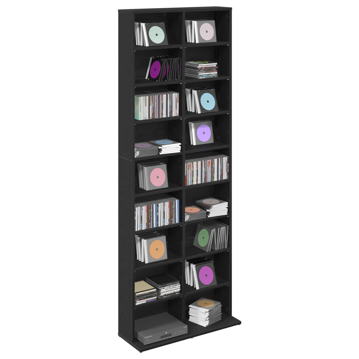 CD Kast Zwart eiken 65 x 23,5 x 175 cm Bewerkt hout