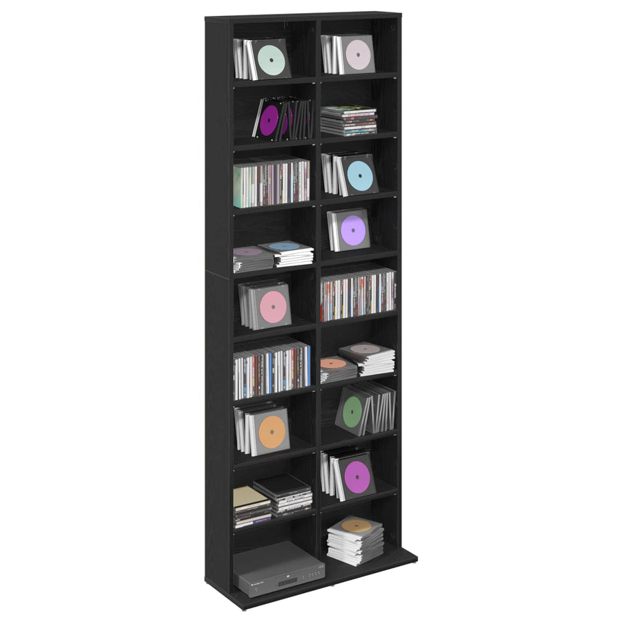 CD Kast Zwart eiken 65 x 23,5 x 175 cm Bewerkt hout
