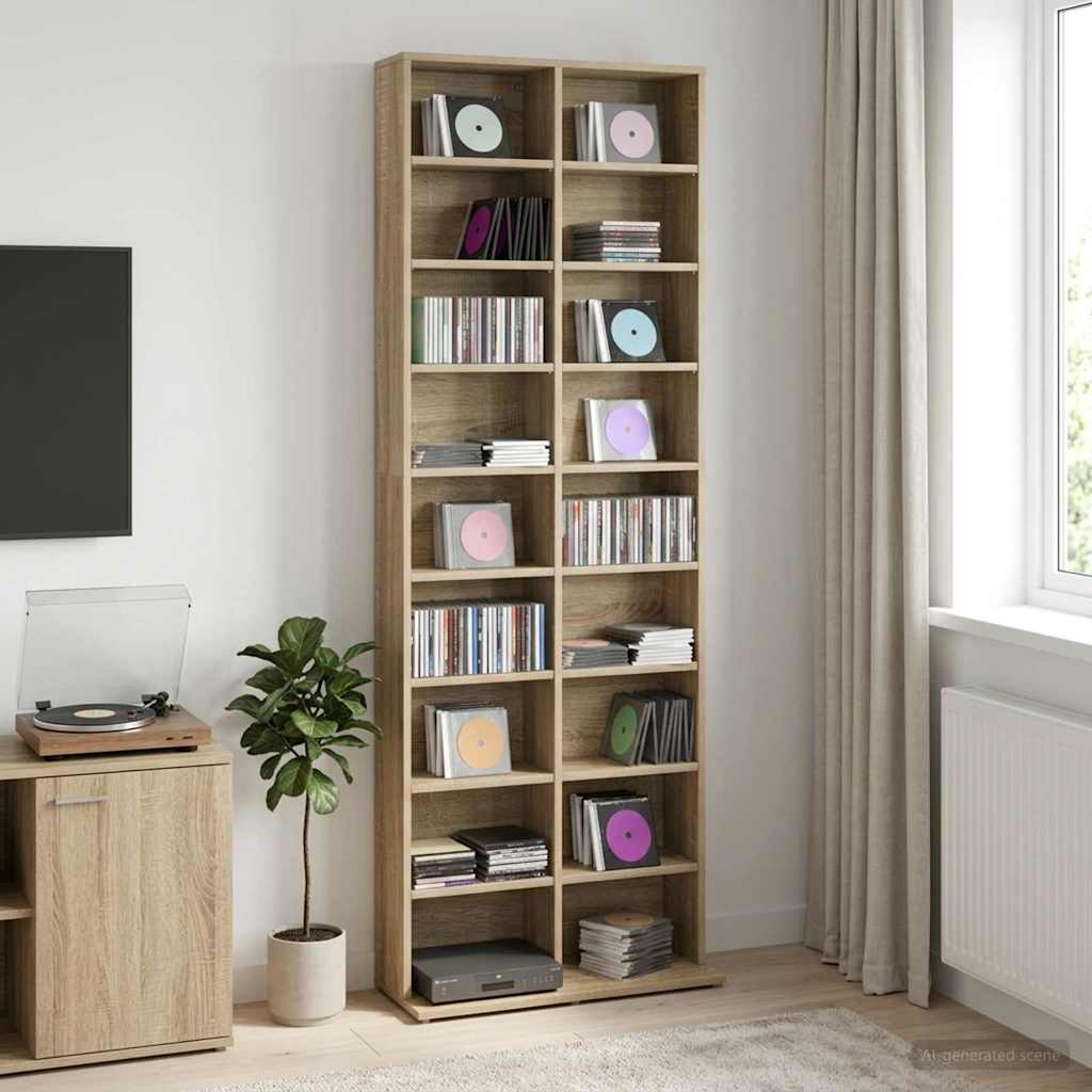 CD Kast Sonoma Eiken 65 x 23,5 x 175 cm Bewerkt hout