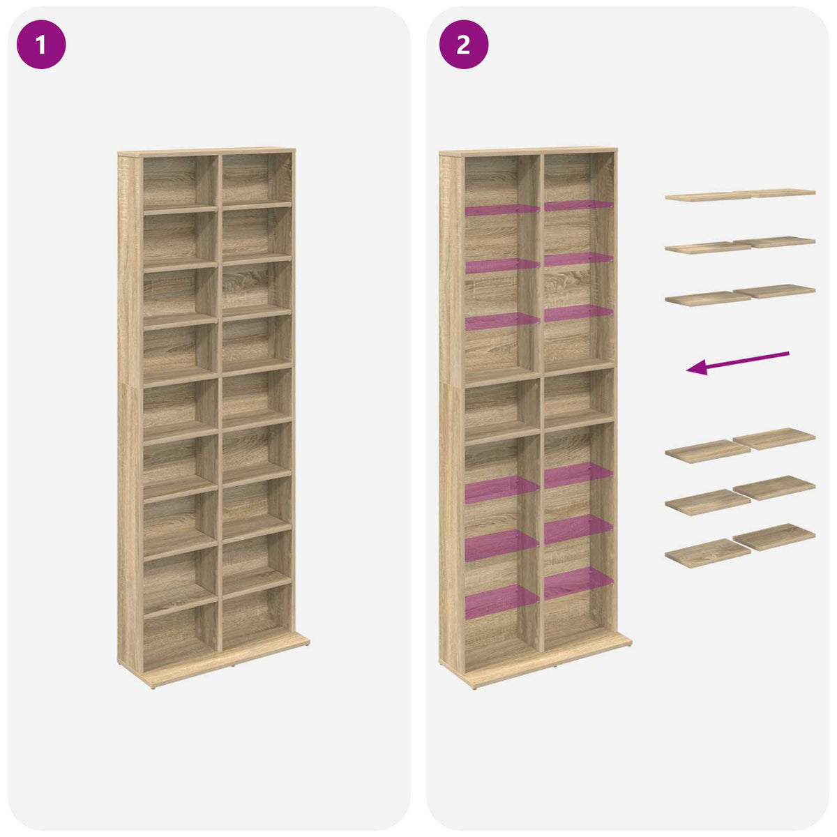 CD Kast Sonoma Eiken 65 x 23,5 x 175 cm Bewerkt hout