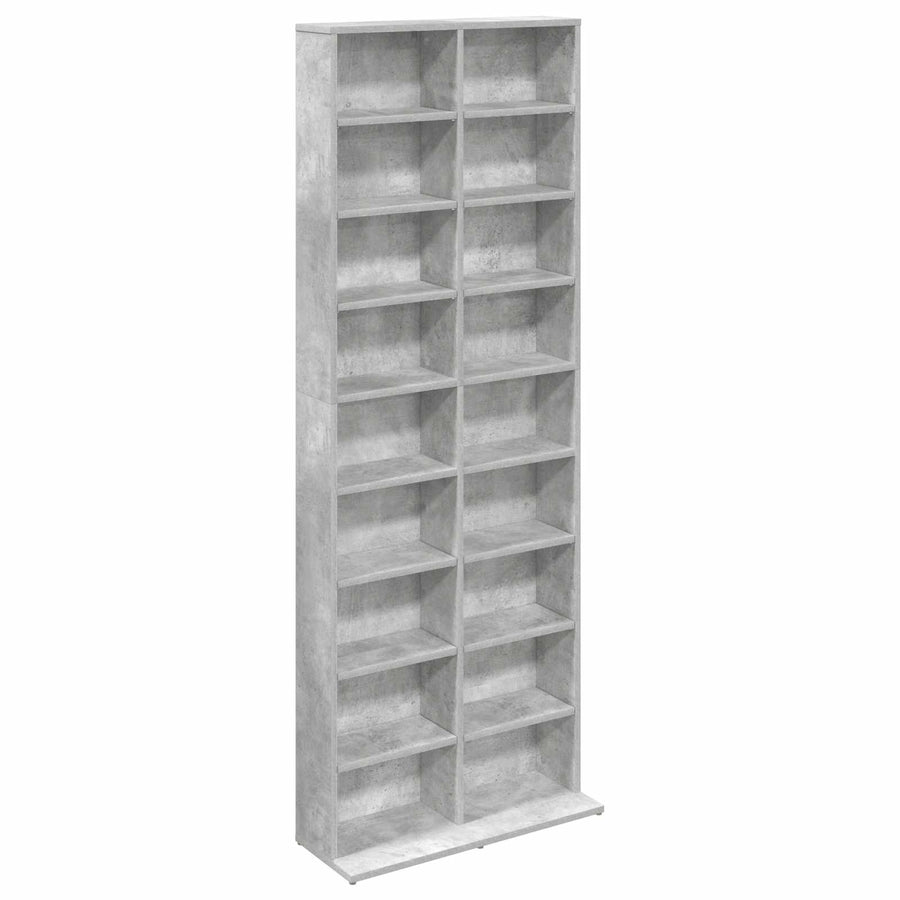CD Kast Betongrijs 65 x 23,5 x 175 cm Bewerkt hout