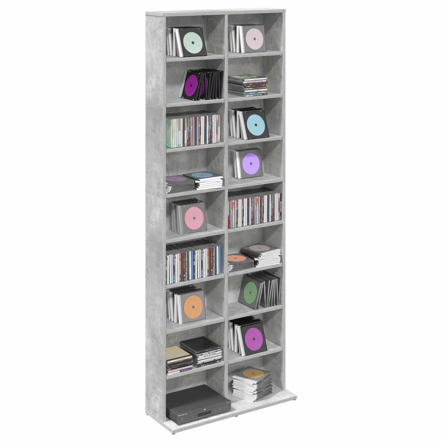 CD Kast Betongrijs 65 x 23,5 x 175 cm Bewerkt hout