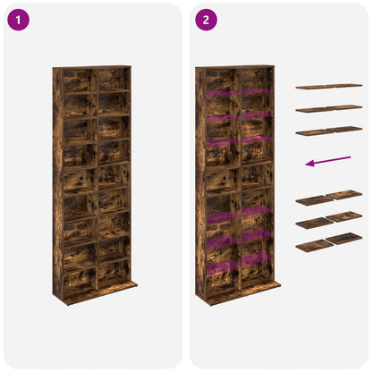 CD Kast Gerookt eiken 65 x 23,5 x 175 cm Bewerkt hout