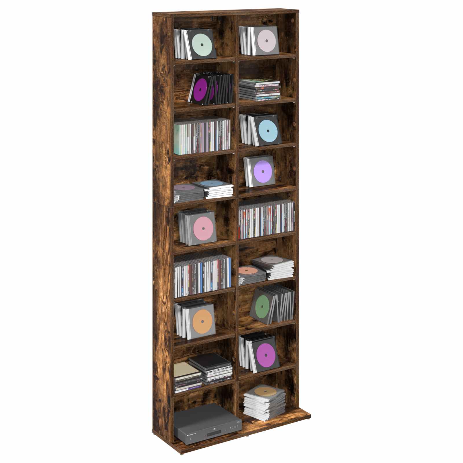 CD Kast Gerookt eiken 65 x 23,5 x 175 cm Bewerkt hout