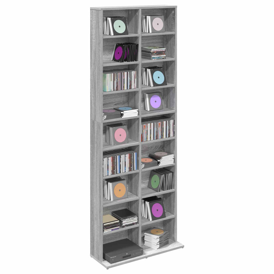 CD Kast Grijs Sonoma 65 x 23,5 x 175 cm Bewerkt hout