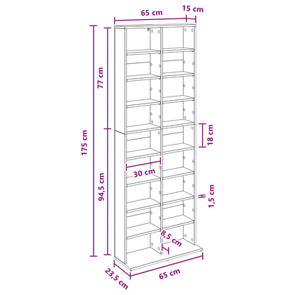CD Kast Grijs Sonoma 65 x 23,5 x 175 cm Bewerkt hout