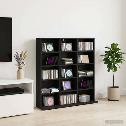 CD Kast Zwart eiken 96 x 23,5 x 97,5 cm Bewerkt hout