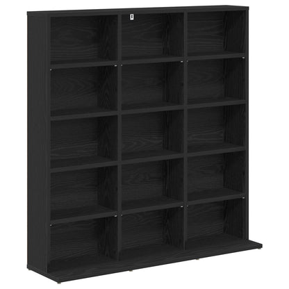 CD Kast Zwart eiken 96 x 23,5 x 97,5 cm Bewerkt hout