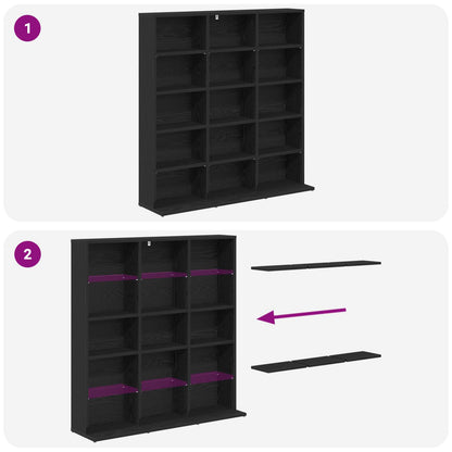 CD Kast Zwart eiken 96 x 23,5 x 97,5 cm Bewerkt hout