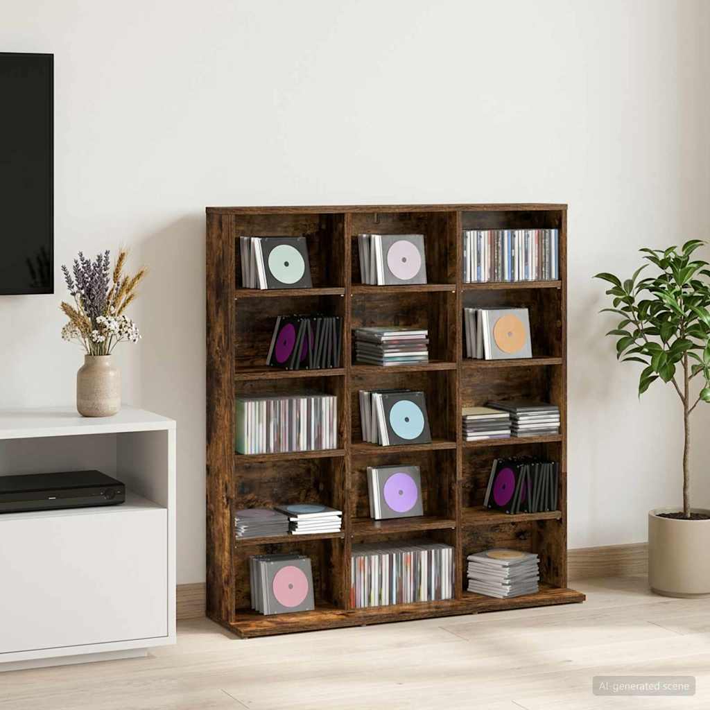 CD Kast Gerookt eiken 96 x 23,5 x 97,5 cm Bewerkt hout
