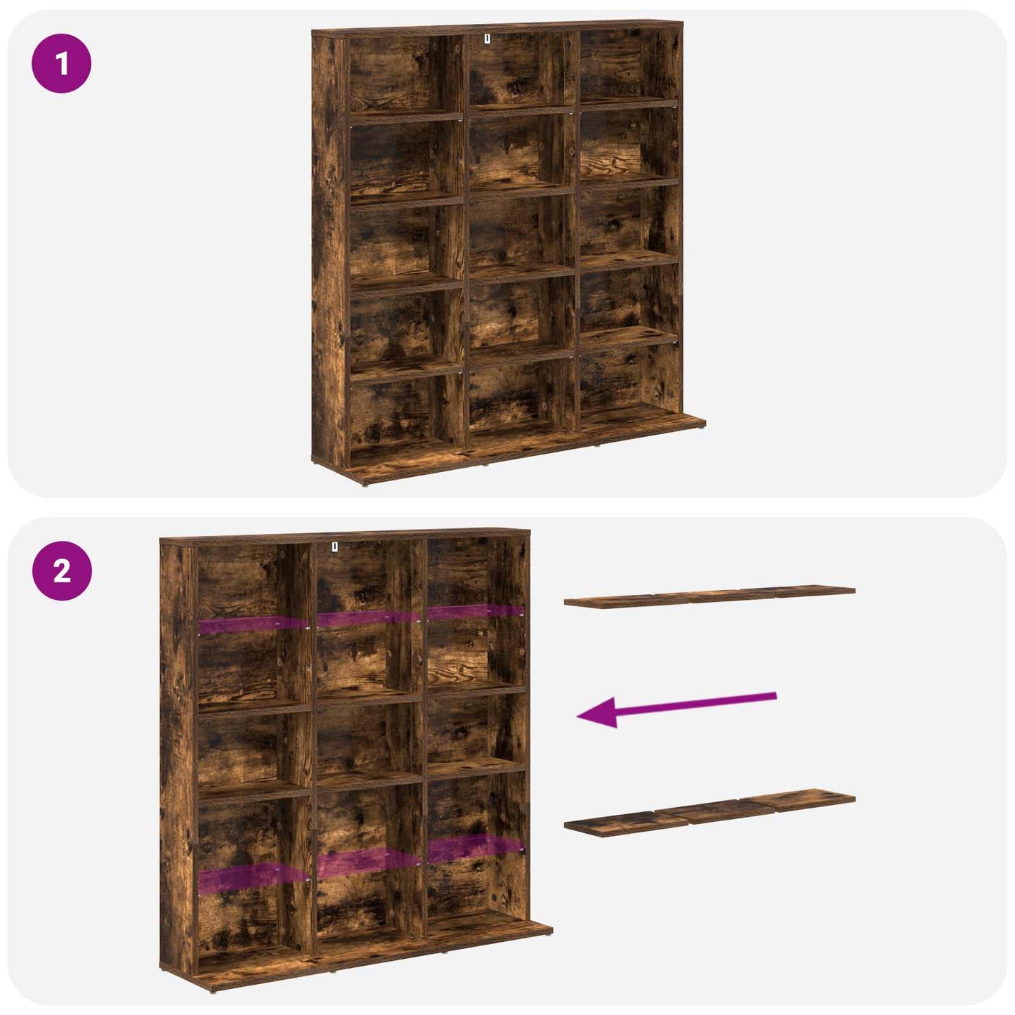 CD Kast Gerookt eiken 96 x 23,5 x 97,5 cm Bewerkt hout